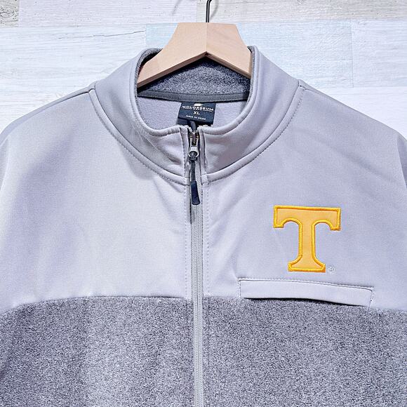Tennessee Volunteers Full Zip Fleece Jacket Gray Mock Neck Colosseum Mens XL - Picture 2 of 8